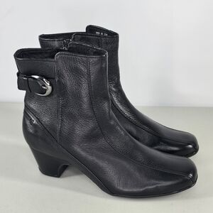 Clarks Artisan Dara Black Leather Ankle Boots Women’s Size 9N Narrow